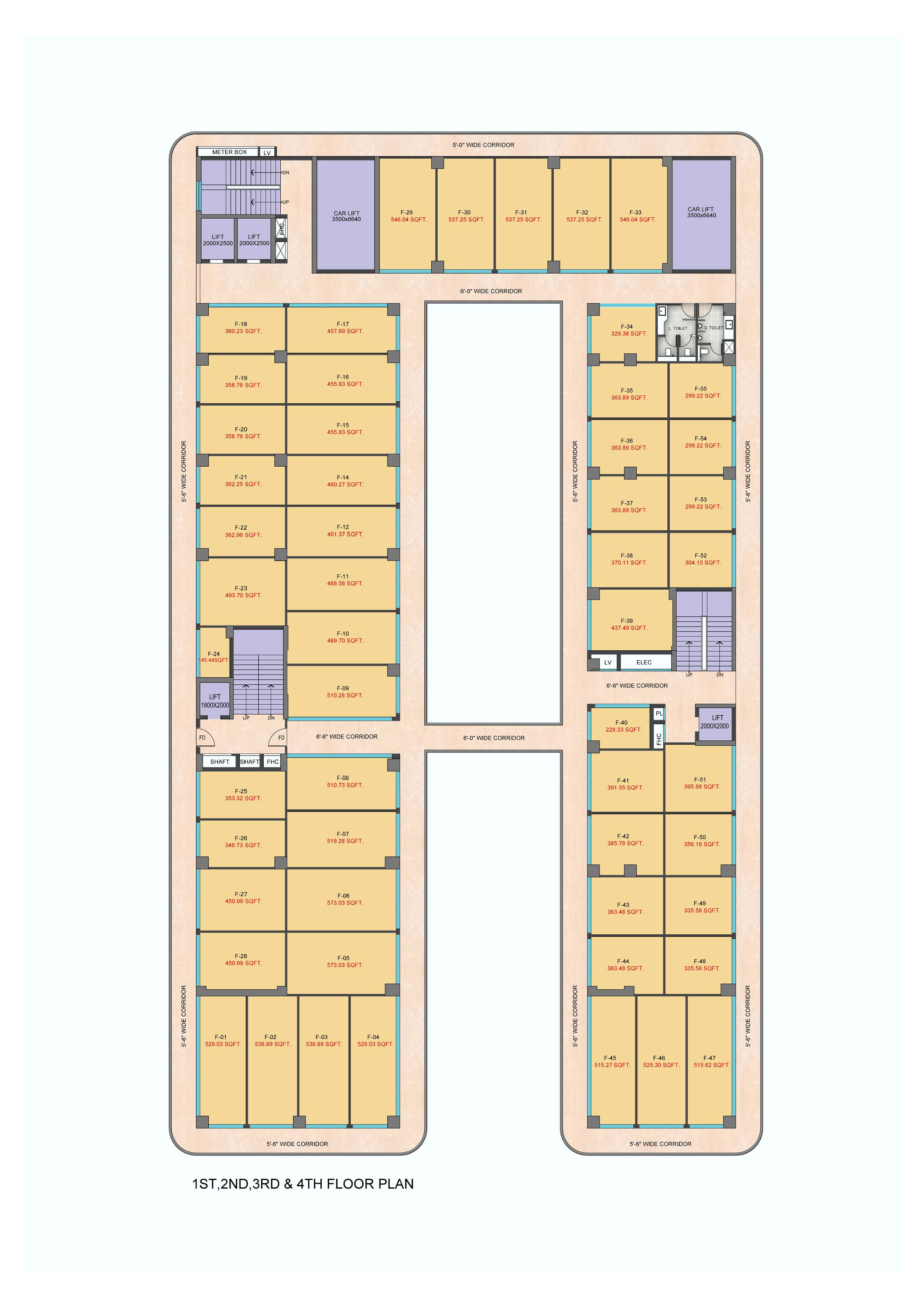 Supplied Delta Square 1st, 2nd, 3rd & 4th floors floor plan